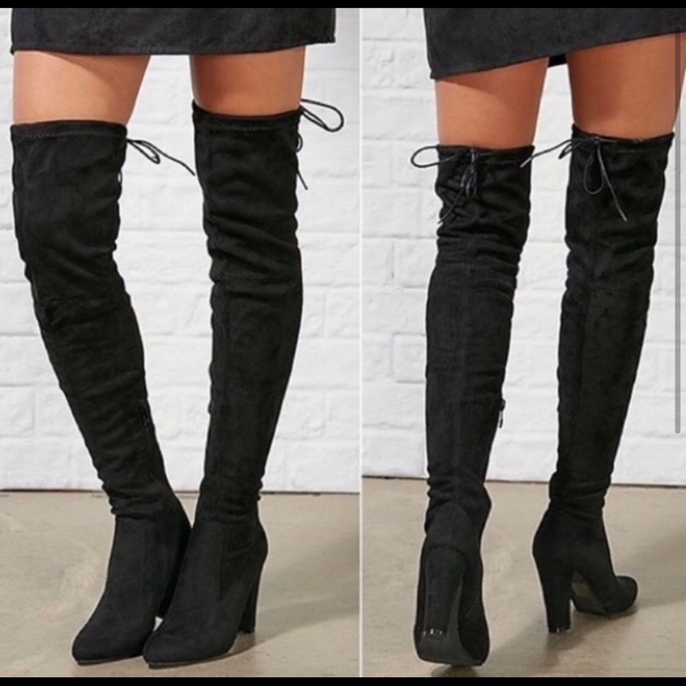Over the knees thigh high black suede boot…